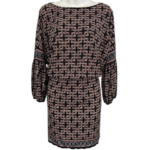 Max Studio Womens Black Blouson Long Sleeve Stretch Jersey Knit Dress sz M - Picture 1 of 16